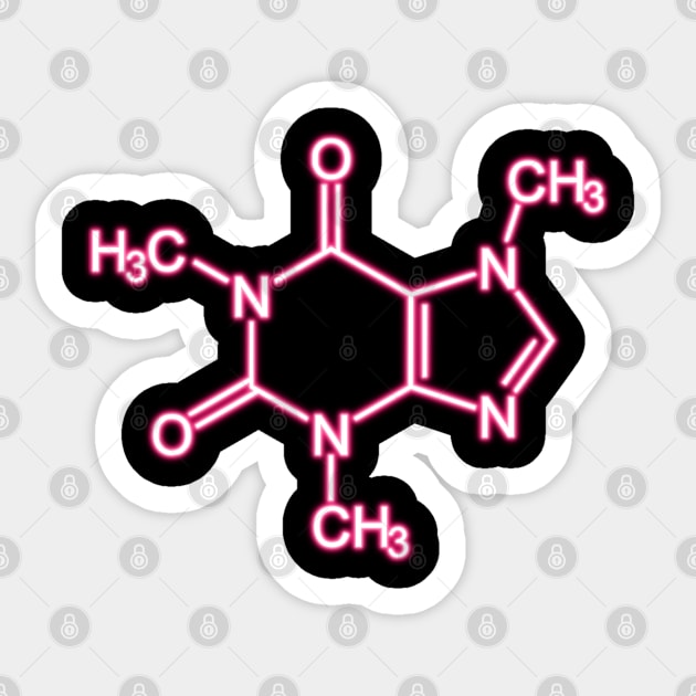 Pink Neon Caffeine Molecule Sticker by la chataigne qui vole ⭐⭐⭐⭐⭐